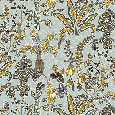 Woodland Floor Wallpaper - Celadon and Lemon Woodland Floor Wallpaper - Celadon and Lemon
