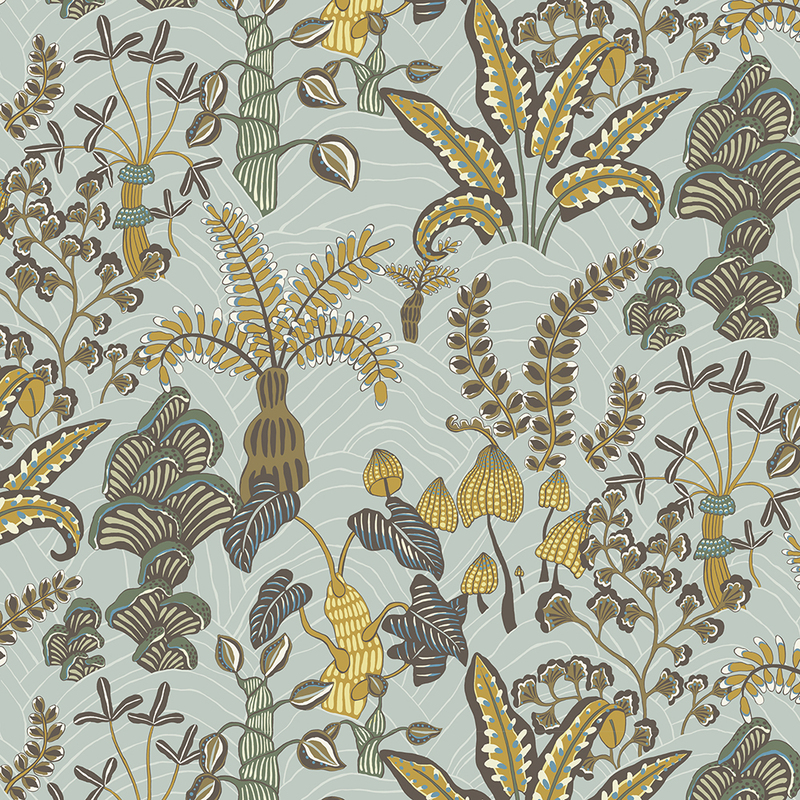 Woodland Floor Wallpaper - Celadon and Lemon Woodland Floor Wallpaper - Celadon and Lemon