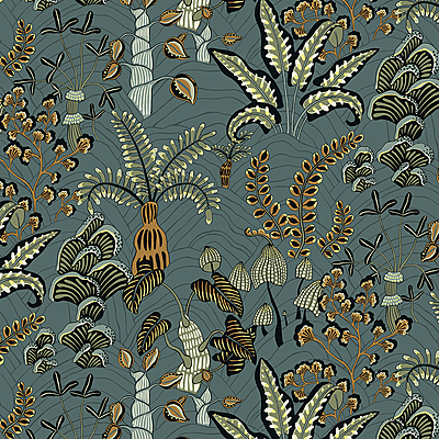 Woodland Floor Wallpaper - Petrol and Sage Woodland Floor Wallpaper - Petrol and Sage