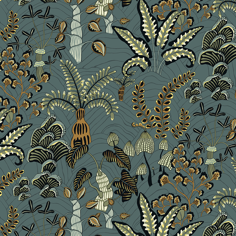 Woodland Floor Wallpaper - Petrol and Sage Woodland Floor Wallpaper - Petrol and Sage