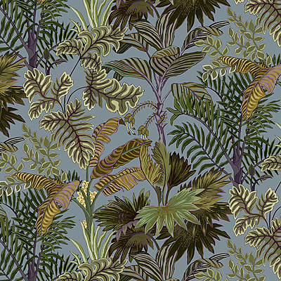 Palm Grove Wallpaper - Dusk and Verdigris