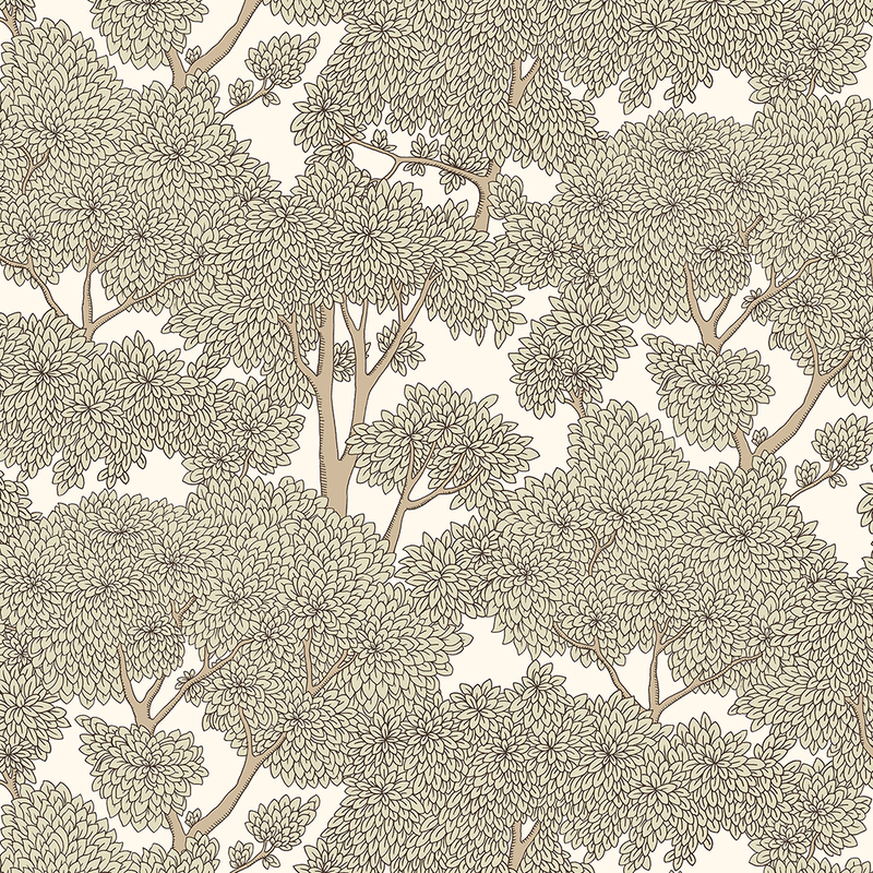 Stockend Woods Wallpaper - Cotswold White and Maitland Green Stockend Woods Wallpaper - Cotswold White and Maitland Green