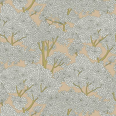 Stockend Woods Wallpaper - Stepping Stone and Cotswold White