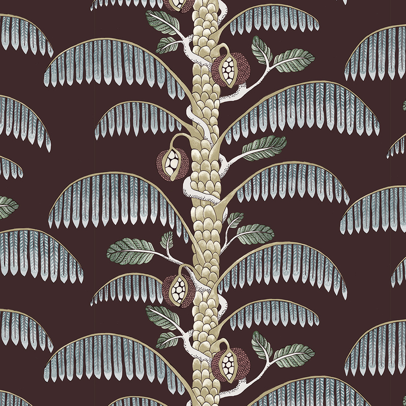 Palm Stripe Wallpaper - Spicer Brown Palm Stripe Wallpaper - Spicer Brown
