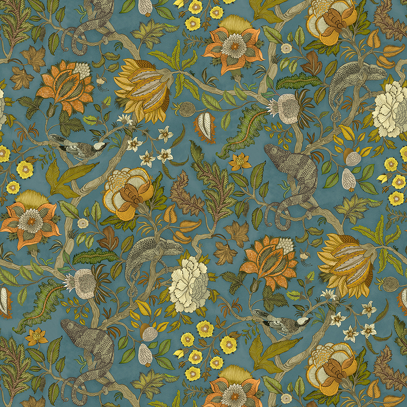 Chameleon Trail Wallpaper - Teal and Orange