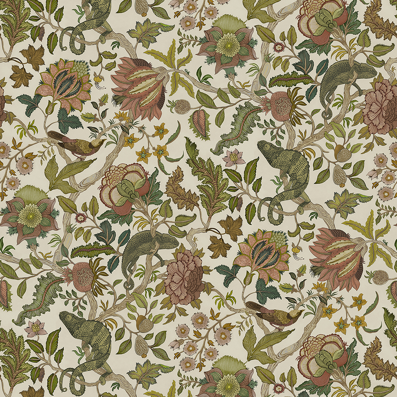 Chameleon Trail Wallpaper - Dusty Pinks and Olive Chameleon Trail Wallpaper - Dusty Pinks and Olive