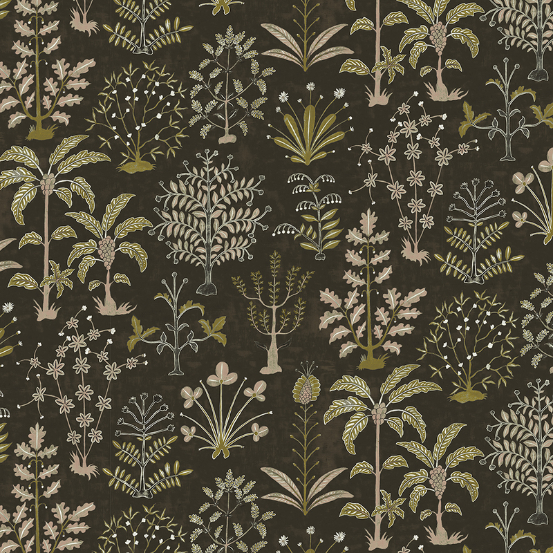 Cynthia Wallpaper - Black and Olive Cynthia Wallpaper - Black and Olive