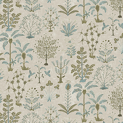 Cynthia Wallpaper - Stone, Light Blue and Olive Cynthia Wallpaper - Stone, Light Blue and Olive