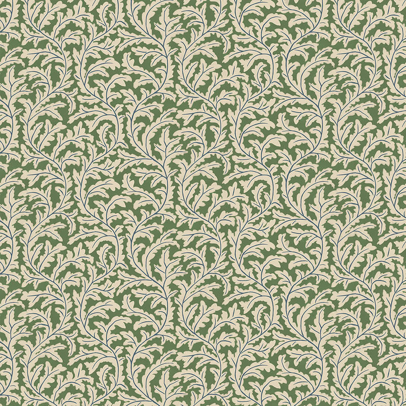 Frond Ogee Wallpaper - Brookes Green and Edge Sand Frond Ogee Wallpaper - Brookes Green and Edge Sand