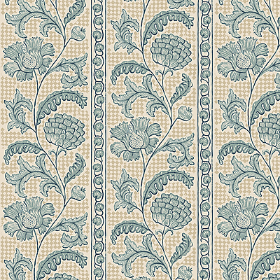 Floral Check Wallpaper - Osney Blue and Salt Ridge Floral Check Wallpaper - Osney Blue and Salt Ridge