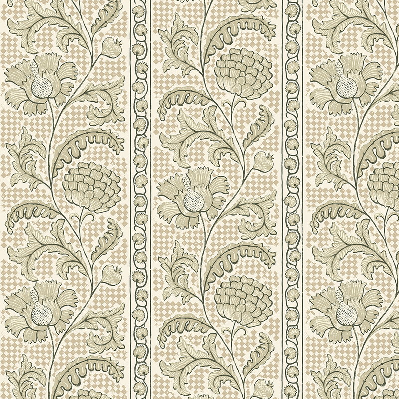 Floral Check Wallpaper - Maitland Green and Cotswold White Floral Check Wallpaper - Maitland Green and Cotswold White