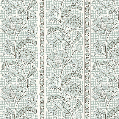 Floral Check Wallpaper - Barton Blue and Cotswold White Floral Check Wallpaper - Barton Blue and Cotswold White