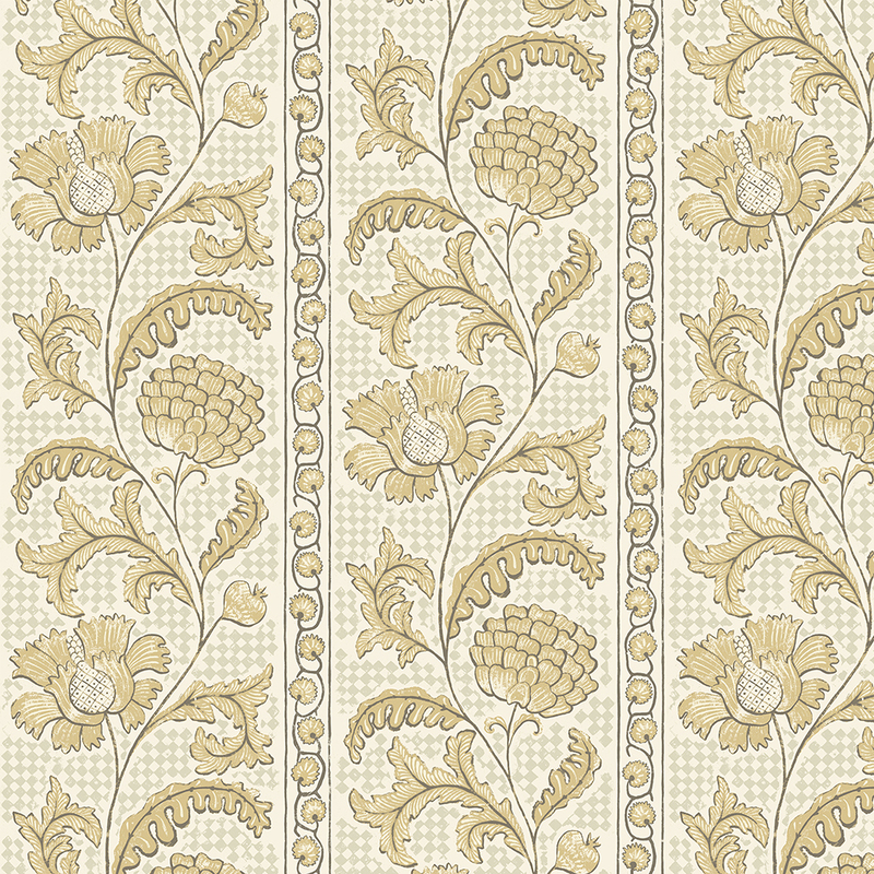 Floral Check Wallpaper - Lemon and Salt Ridge Floral Check Wallpaper - Lemon and Salt Ridge
