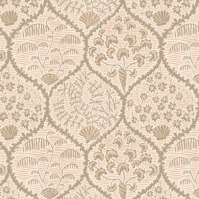 Sowerby Wallpaper - Coral and Stepping Stone