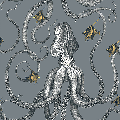 Octopoda Grand Wallpaper - Bude Blue Octopoda Grand Wallpaper - Bude Blue