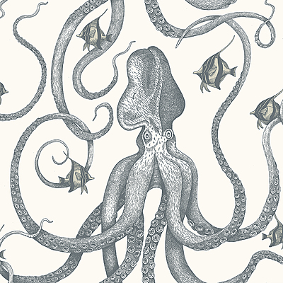 Octopoda Grand Wallpaper - Hilles White Octopoda Grand Wallpaper - Hilles White