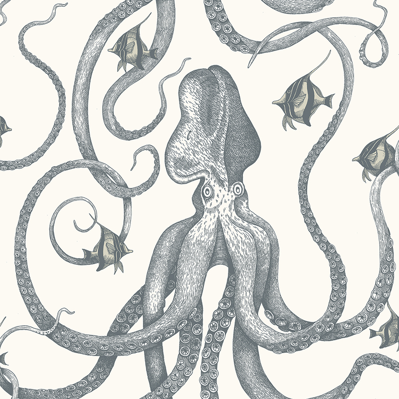 Octopoda Grand Wallpaper - Hilles White Octopoda Grand Wallpaper - Hilles White
