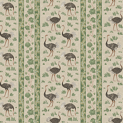 Ostrich Stripe Wallpaper - Khaki and Green Ostrich Stripe Wallpaper - Khaki and Green