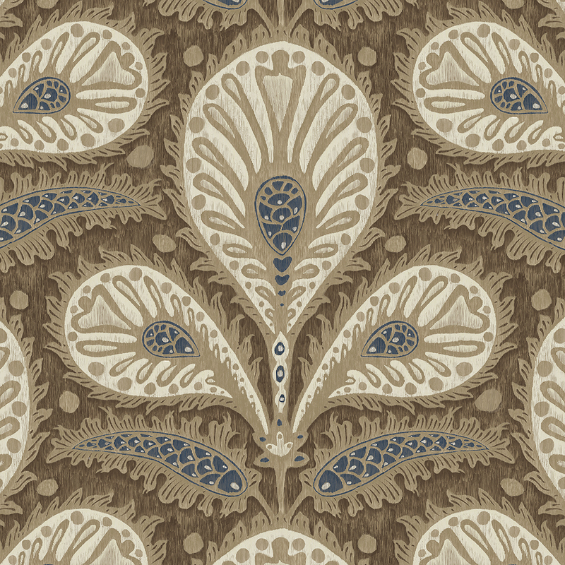 Ikat Clover Wallpaper - Brown Ikat Clover Wallpaper - Brown