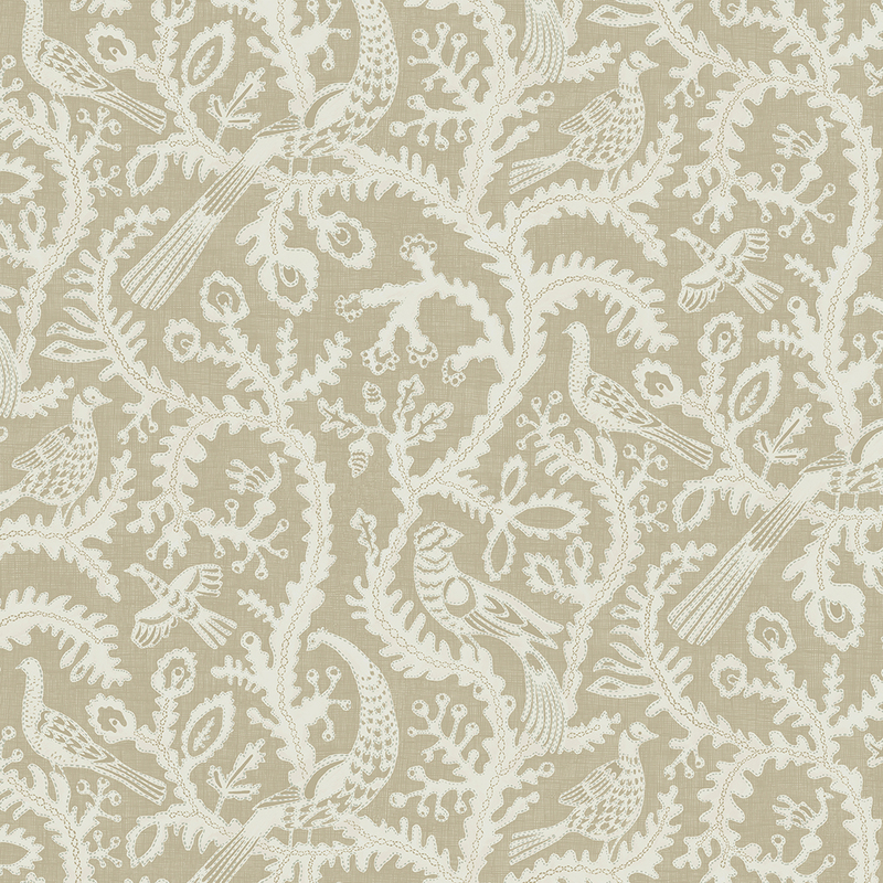 Stitched Birds Wallpaper - Greige Stitched Birds Wallpaper - Greige