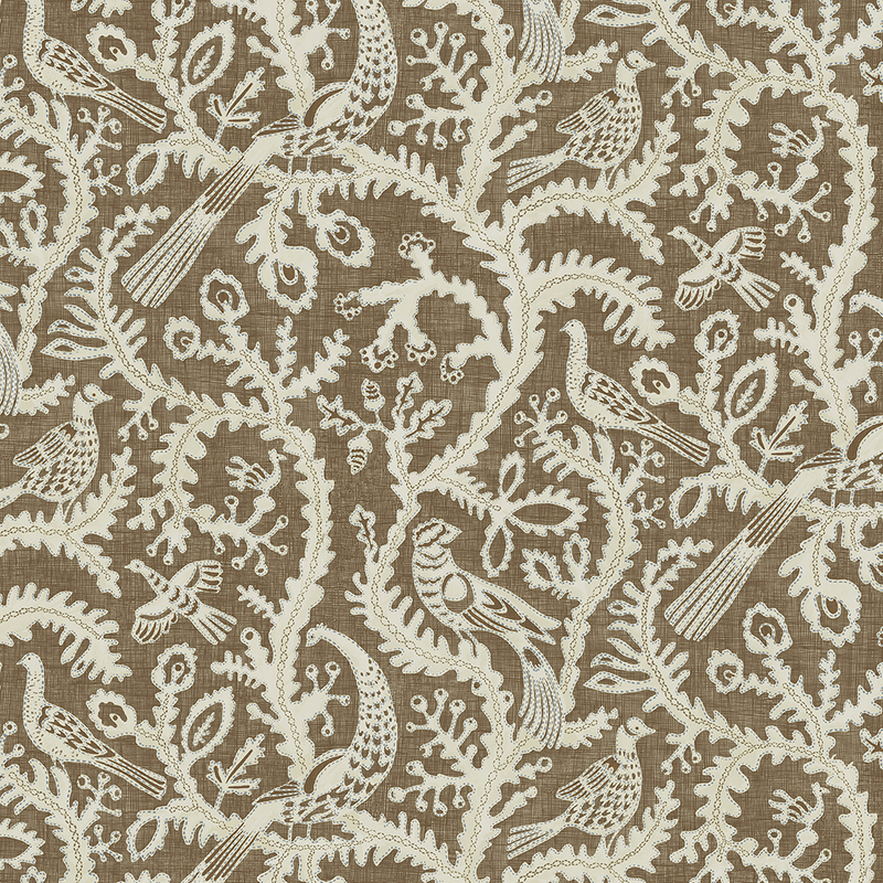 Stitched Birds Wallpaper - Brown
