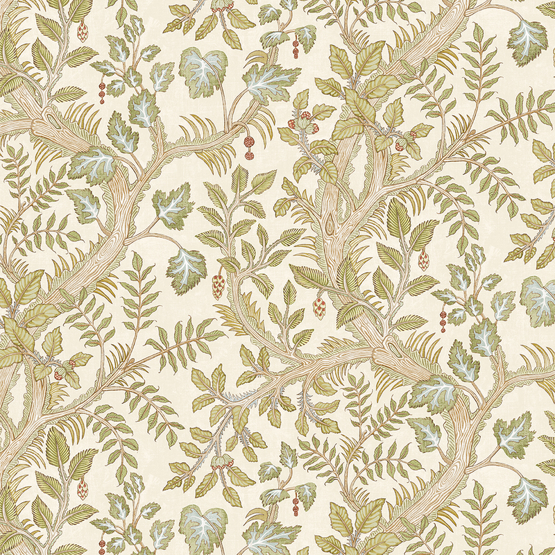 Hedgerow Wallpaper - Cream and Olive Hedgerow Wallpaper - Cream and Olive