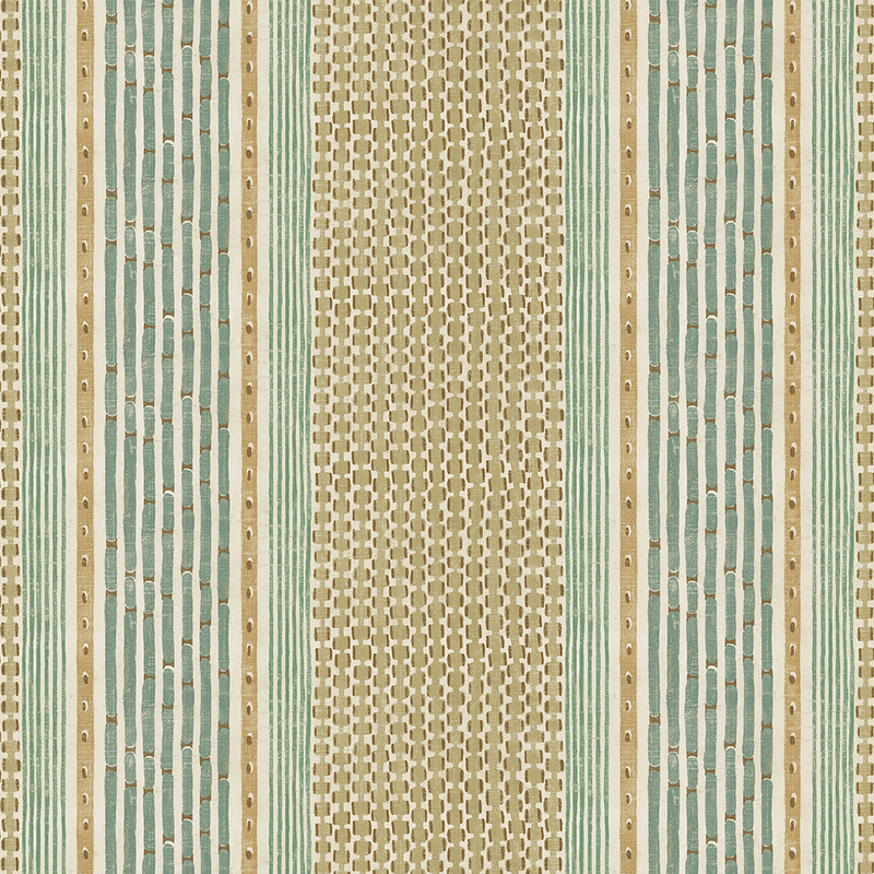 Rita Stripe Wallpaper - Quince and Petrol