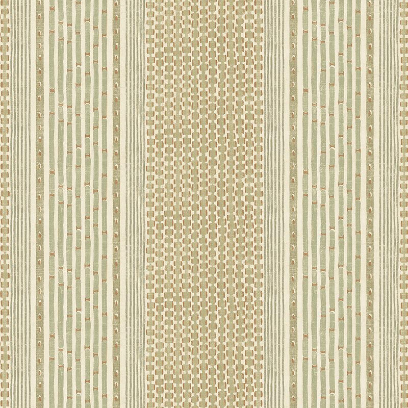 Rita Stripe Wallpaper - Sage and Orange