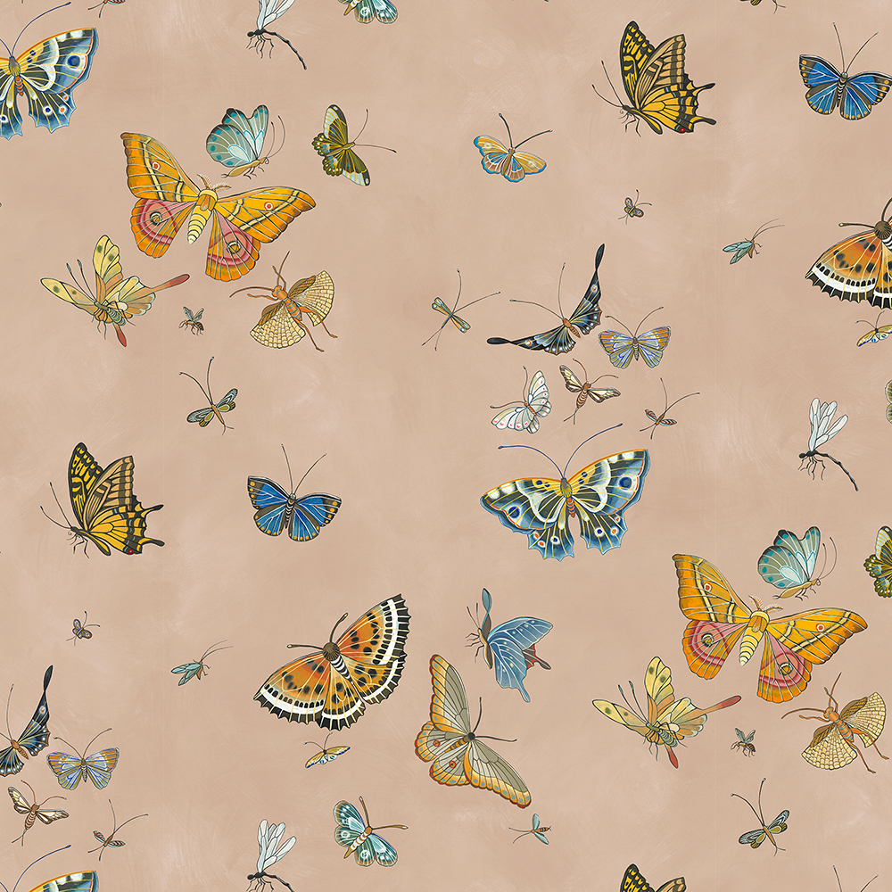 Butterflies - Plaster Pink - Wallpaper Butterflies - Plaster Pink - Wallpaper