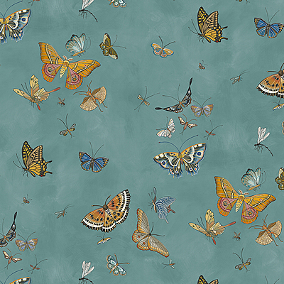 Butterflies - Celadon - Wallpaper