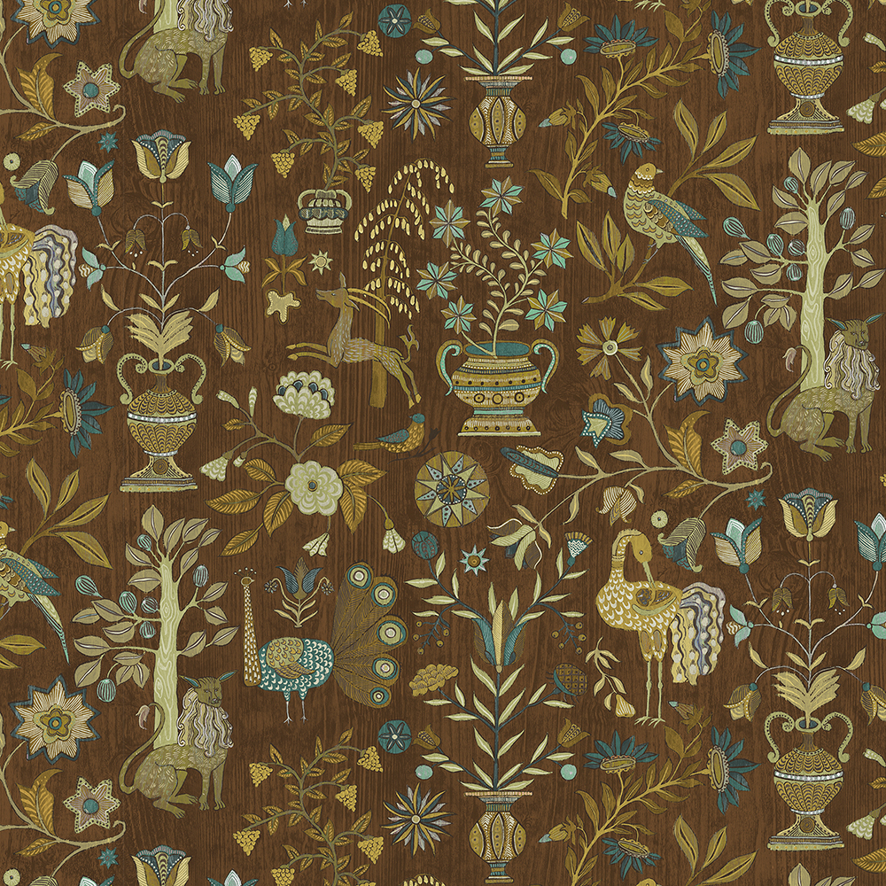 Fable Garden - Brown - Wallpaper