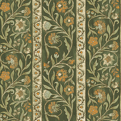 Potter Stripe - Green and Orange - Wallpaper