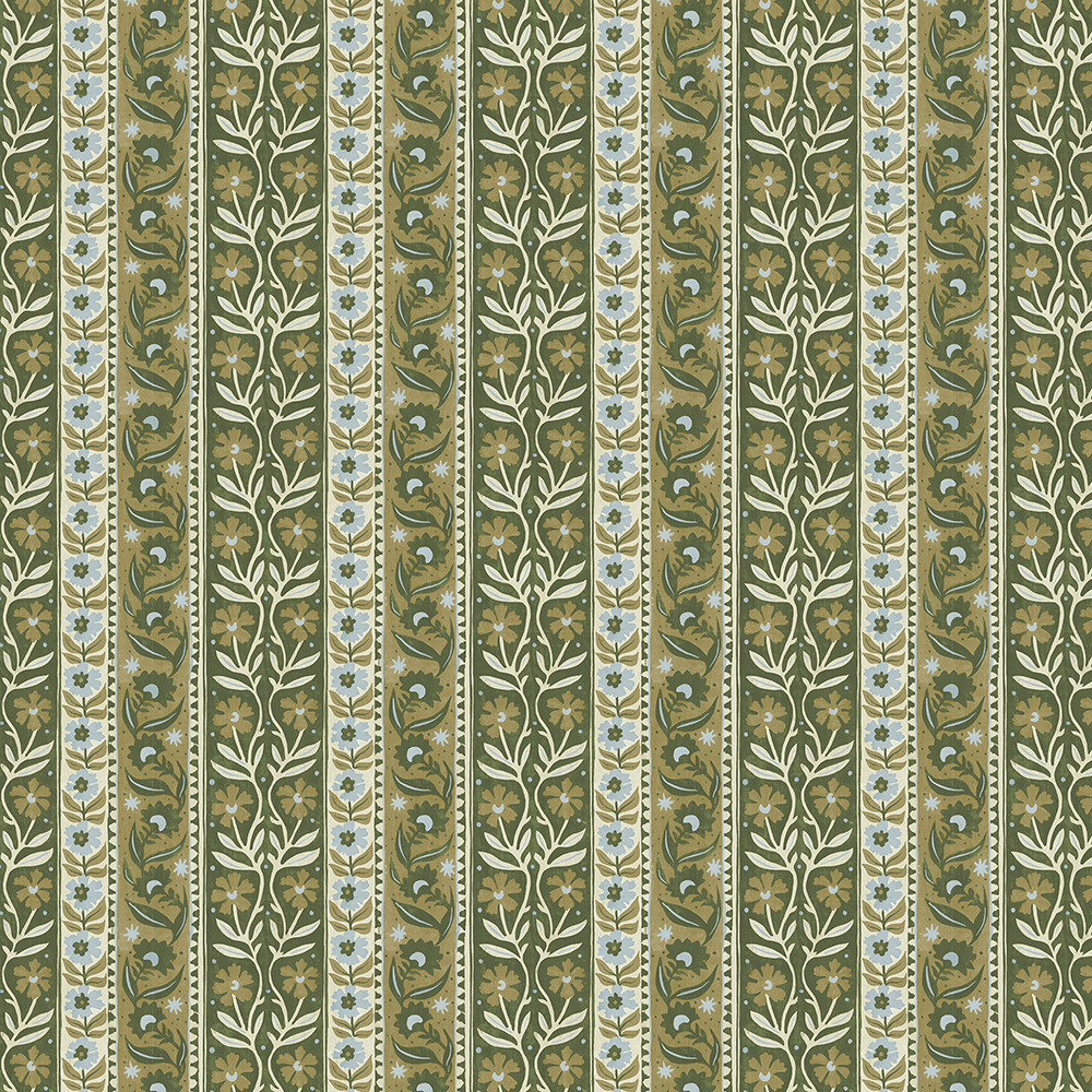 Arber Stripe - Green and Blue - Wallpaper