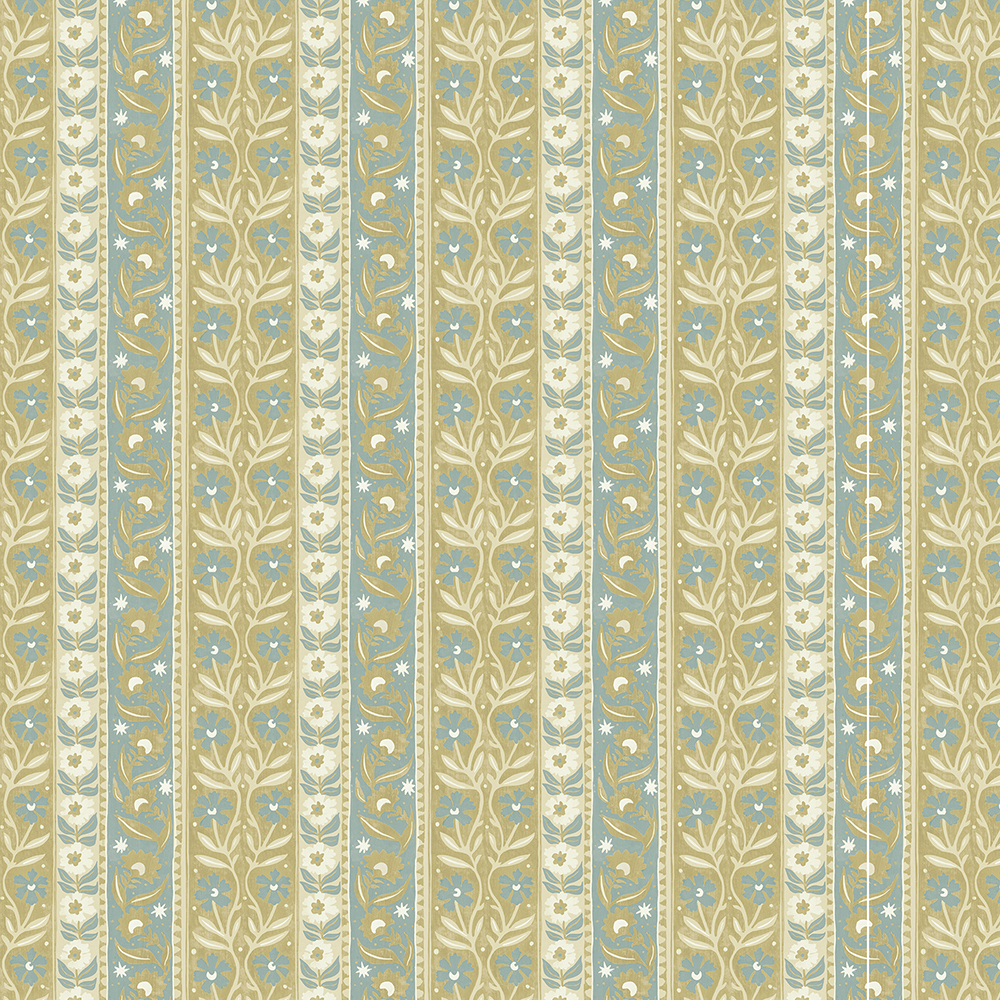 Arber Stripe - Yellow and Aqua - Wallpaper