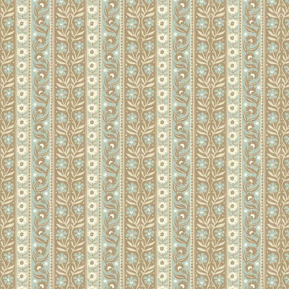 Arber Stripe - Stone and Aqua - Wallpaper