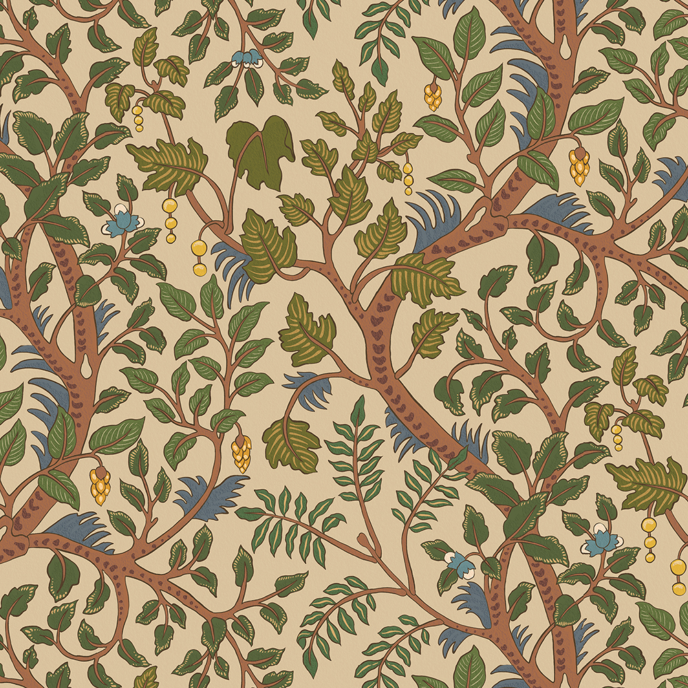 Brushwood - Green and Red - Wallpaper