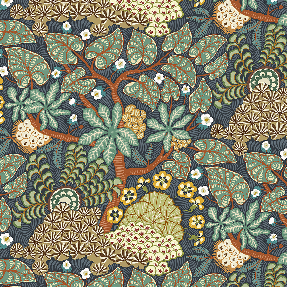 Masako - Navy - Wallpaper