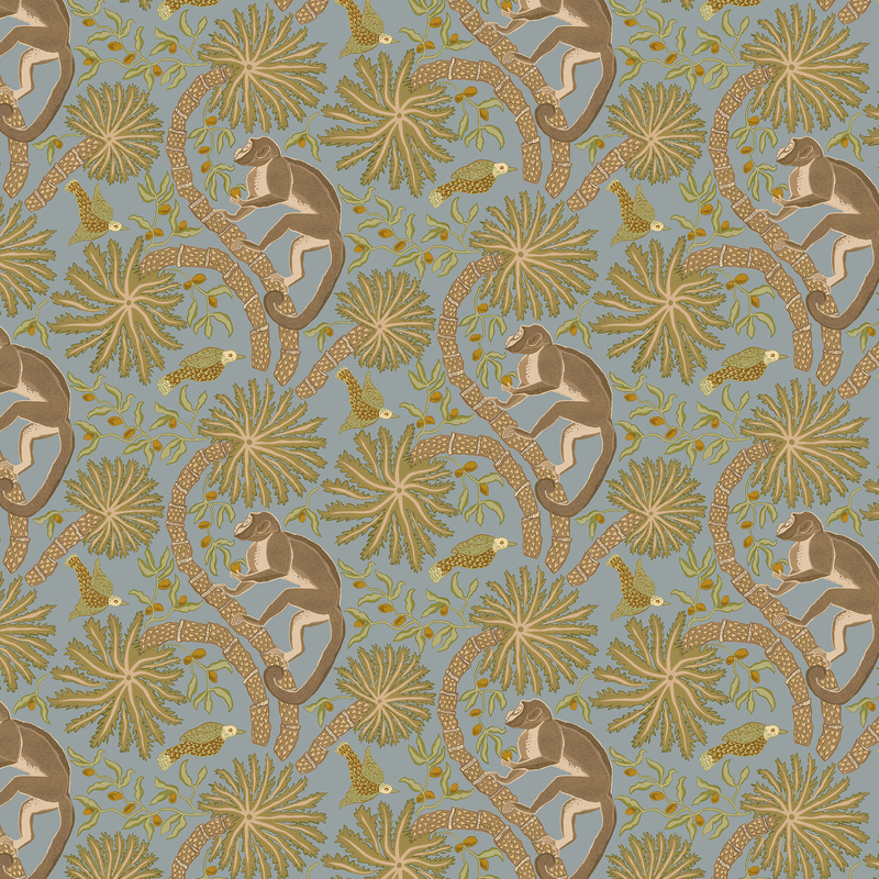 Simia - Blue and Olive - Wallpaper