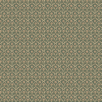 Mallow Trellis - Dark Green - Wallpaper