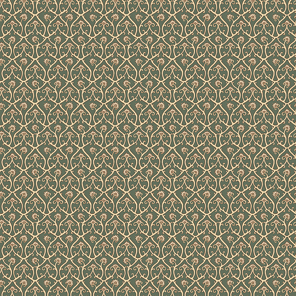 Mallow Trellis - Dark Green - Wallpaper