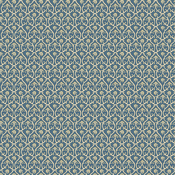 Mallow Trellis - Blue - Wallpaper