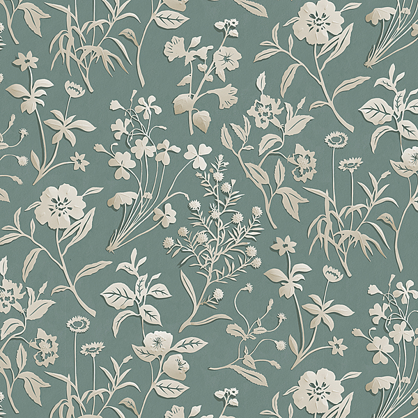 Paper Flora - Aqua - Wallpaper Paper Flora - Aqua - Wallpaper
