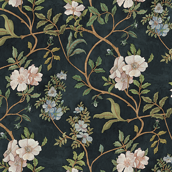 Flory - Navy - Wallpaper Flory - Navy - Wallpaper
