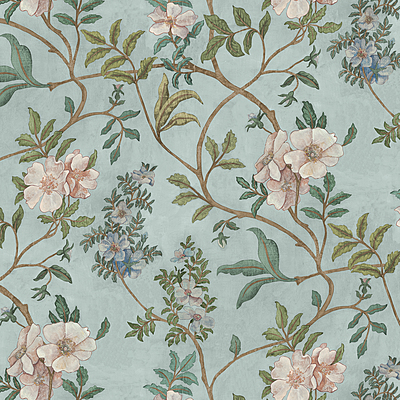 Flory - Light Blue - Wallpaper Flory - Light Blue - Wallpaper