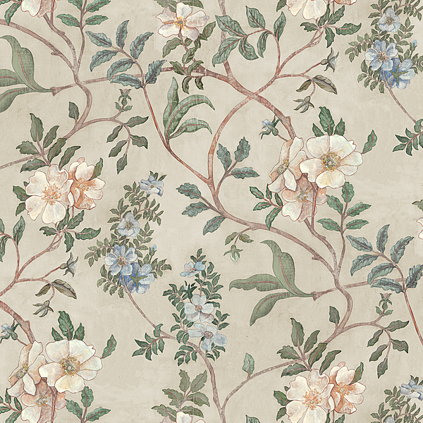 Flory - Green - Wallpaper