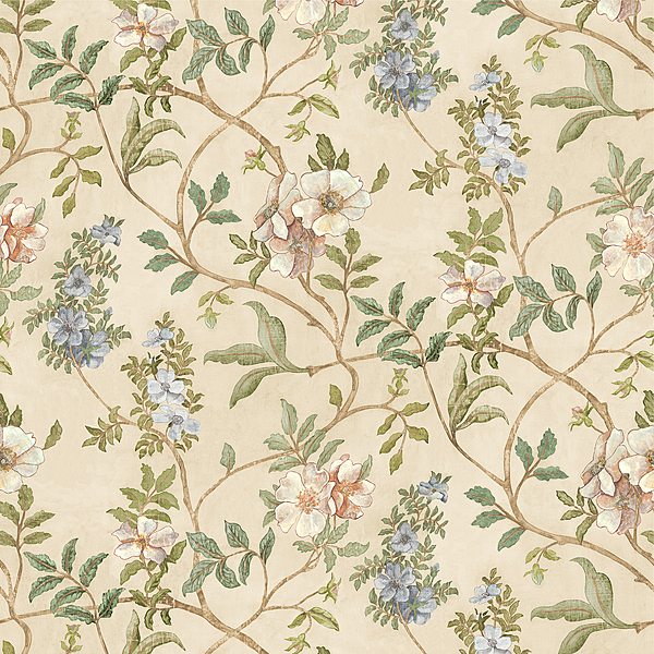 Flory Linen - Green - Wallcovering