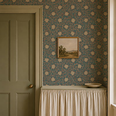 Stella - Evening Mist and Shell - Wallpaper