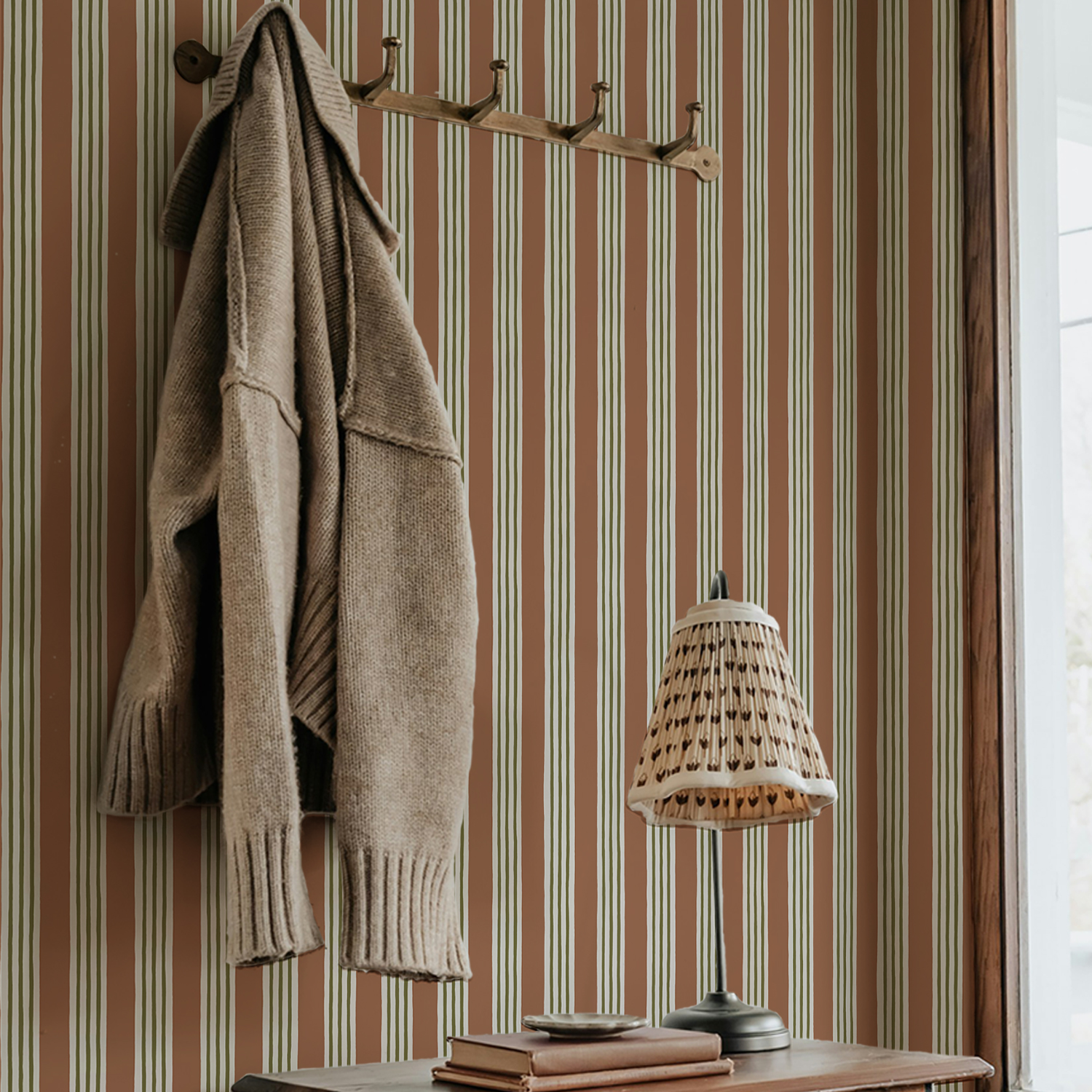 Kemble Stripe - Trixie, Sunday Clay and Quartz - Wallpaper Kemble Stripe - Trixie, Sunday Clay and Quartz - Wallpaper