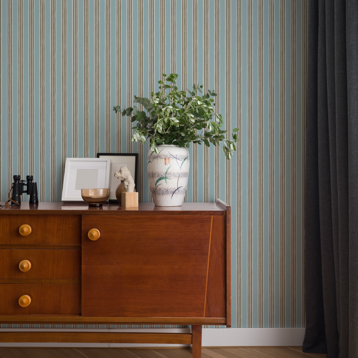Kemble Stripe - Spruce, Cobber and Dew - Wallpaper Kemble Stripe - Spruce, Cobber and Dew - Wallpaper