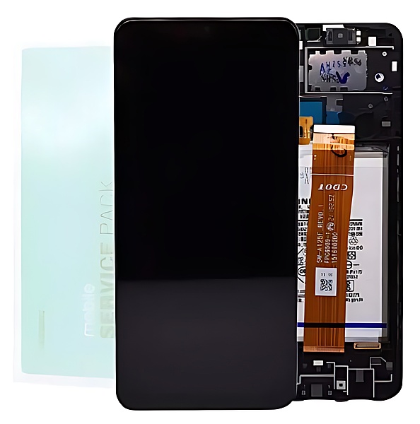 For Samsung A12 , A125 - Replacement LCD Touch Screen Assembly With Battery - Black - Service Pack - GH82 - 24709A